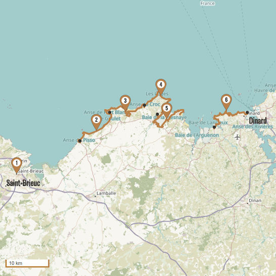 Carte du voyage 10 - Côte d'Émeraude - de Saint-Brieuc à Saint-Malo - Bretagne